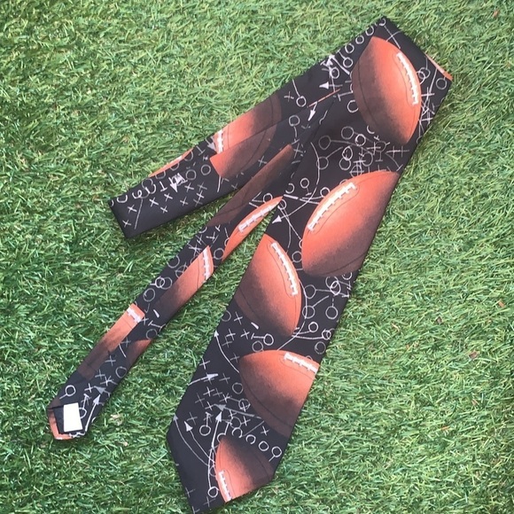 Y2K Ralph Marlin Vintage Football Pattern Men’s Dress Tie Super Bowl Party Coach - Picture 7 of 7